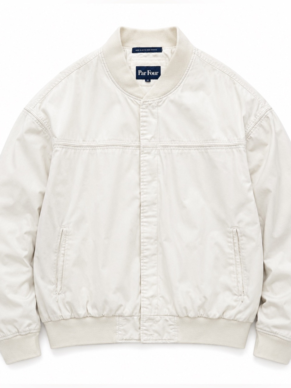 80's Vintage Men's White Bomber Jacket - has some marks - see photos L